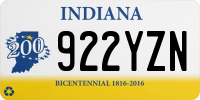 IN license plate 922YZN