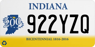 IN license plate 922YZQ