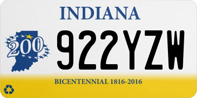 IN license plate 922YZW