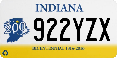 IN license plate 922YZX