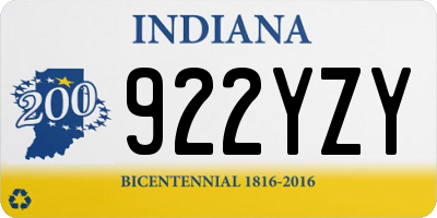 IN license plate 922YZY