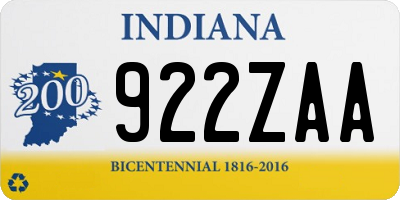 IN license plate 922ZAA
