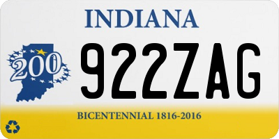 IN license plate 922ZAG