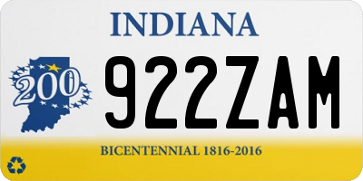 IN license plate 922ZAM