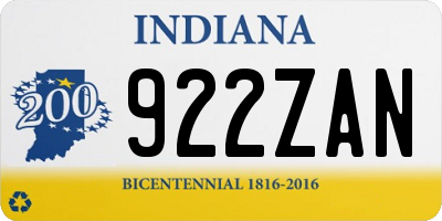 IN license plate 922ZAN