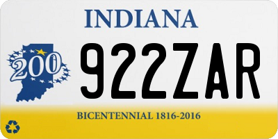 IN license plate 922ZAR