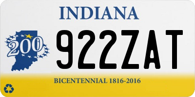 IN license plate 922ZAT
