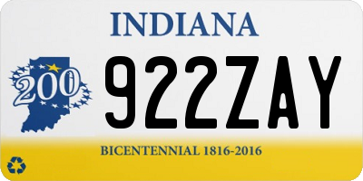 IN license plate 922ZAY