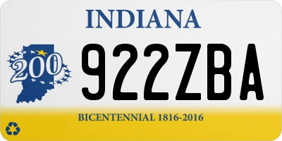 IN license plate 922ZBA