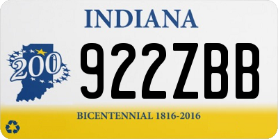 IN license plate 922ZBB