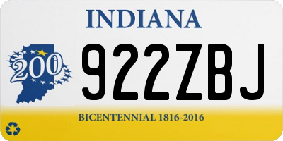 IN license plate 922ZBJ
