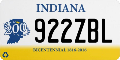 IN license plate 922ZBL