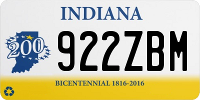 IN license plate 922ZBM
