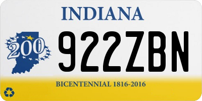 IN license plate 922ZBN