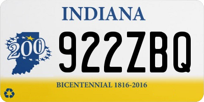 IN license plate 922ZBQ