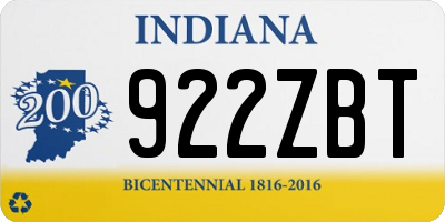 IN license plate 922ZBT