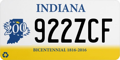IN license plate 922ZCF