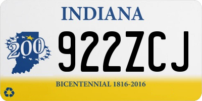 IN license plate 922ZCJ