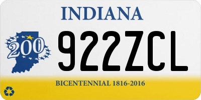 IN license plate 922ZCL