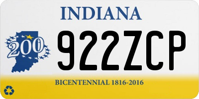 IN license plate 922ZCP