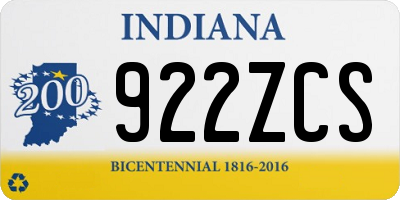 IN license plate 922ZCS