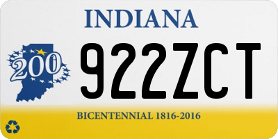 IN license plate 922ZCT