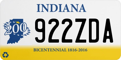 IN license plate 922ZDA