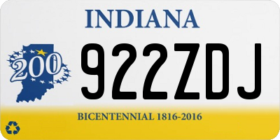 IN license plate 922ZDJ