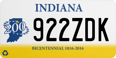 IN license plate 922ZDK