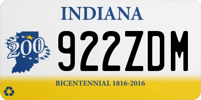 IN license plate 922ZDM