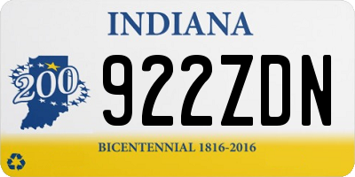 IN license plate 922ZDN