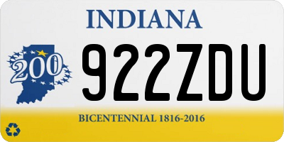 IN license plate 922ZDU