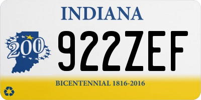 IN license plate 922ZEF