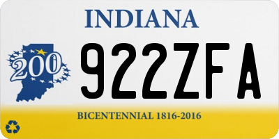 IN license plate 922ZFA