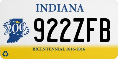 IN license plate 922ZFB