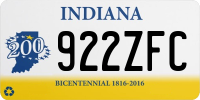 IN license plate 922ZFC