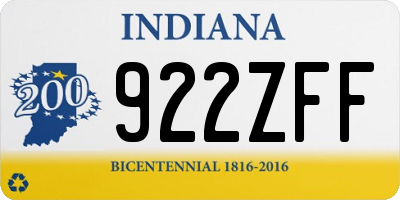 IN license plate 922ZFF
