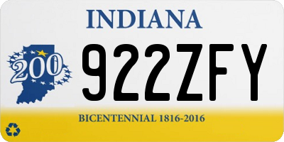 IN license plate 922ZFY