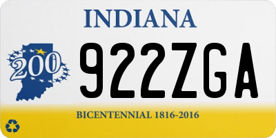 IN license plate 922ZGA