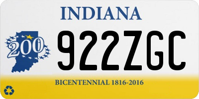 IN license plate 922ZGC