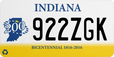 IN license plate 922ZGK
