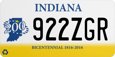 IN license plate 922ZGR