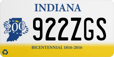 IN license plate 922ZGS