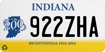 IN license plate 922ZHA