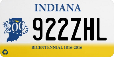 IN license plate 922ZHL