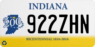 IN license plate 922ZHN