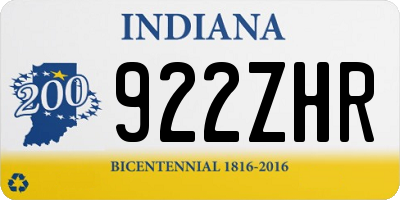 IN license plate 922ZHR