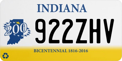 IN license plate 922ZHV