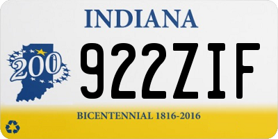 IN license plate 922ZIF