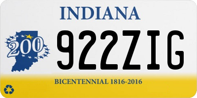 IN license plate 922ZIG